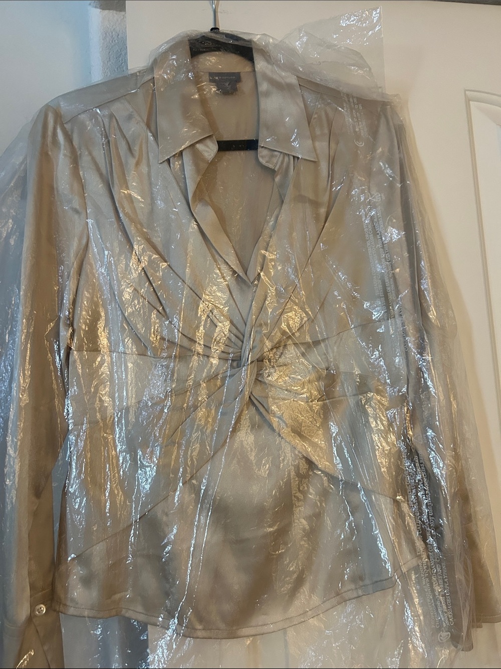 Ann Taylor Metallic Champagne Twist-Front Blazer